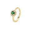 Flat Round Glass Adjustable Ring with Cubic Zirconia RJEW-S049-009G-3