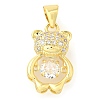 Bear Rack Plating Brass Micro Pave Cubic Zirconia Pendants KK-S396-22-1