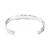 Non-Tarnish 304 Stainless Steel Textured Open Cuff Bangles for Women STAS-B068-02P-3