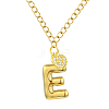 304 Stainless Steel Clear Cubic Zirconia Heart & Letter Pendant Curb Chain Necklaces for Women NJEW-FS00012-27E-1