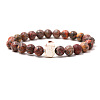 Natural Leopard Skin Jasper & Synthetic Turquoise Beads Stretch Bracelets for Men Women QO0012-4-1