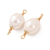 Natural Pearl Rice Connector Charms KK-Z152-01G-01-2