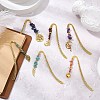 9Pcs Natural Mixed Gemstone Chips Beads and Alloy Pendant Bookmark AJEW-JK00348-2