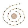 Natural Indian Agate Beaded Round Link Chains AJEW-JB01533-01-4