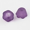 Purple Transparent Frosted Tulip Flower Acrylic Bead Caps X-PL543-7-1