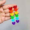 Rainbow Color Pride Flag Acrylic Heart Dangle Stud Earrings RABO-PW0001-012P-3