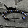 Natural Sodalite & Black Obsidian & Woodstone Beads Stretch Bracelets for Men CI7387-2-3