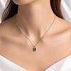 Vintage 304 Stainless Steel Emerald Rhinestone Rectangle Pendant Necklaces for Women NI1330-2-2