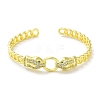 Snake Brass Micro Pave Clear Cubic Zirconia Cuff Bangles for Women BJEW-Z061-19G-2
