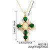 Brass Pave Cubic Zirconia Virgin Mary Cross Pendant Necklaces FU1040-1-1