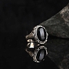 Oval Natural Black Agate Finger Rings PW-WG03CB0-01-3