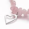 Rose Quartz Charm Bracelets BJEW-JB02543-01-2