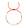 Adjustable Glass Seed Beads & Pearl Braided Beaded Bracelet for Women WZ6427-1