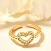 Rack Plating Brass Micro Pave Cubic Zirconia Cuff Finger Rings for Women RJEW-C117-01D-G-2