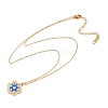 304 Stainless Steel Enamel Blue Evil Eye Flower Pendant Necklaces for Women NJEW-A064-02G-4