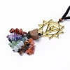 Natural Raw Tiger Eye & Mixed Stone Chips Tassel Pendant Decorations HJEW-P014-01G-06-2