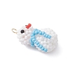 Glass Seed Beaded Snowman Pendants PALLOY-MZ01007-04-3