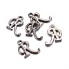 Gunmetal Plated Alloy Letter Pendants PALLOY-P097-03-R-2