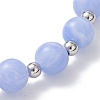 Natural Dyed Blue Lace Agate Beads Stretch Bracelets for Women BJEW-JB12930-4