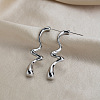 304 Stainless Steel Wavy Dangle Earrings for Women XZ4917-2-1