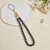 Non-Magnetic Synthetic Hematite & 304 Stainless Steel Round Beaded Mobile Straps HJEW-SW00043-01-4