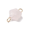 Natural Rose Quartz Connector Charms PALLOY-JF02734-01-4