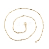 Brass Cable Chains with Column Beaded Necklace for Women NJEW-P265-24G-3