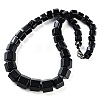 Natural Dyed & Heated Black Agate Hexagon Prism Graduated Beaded Necklaces for Women Men NJEW-K388-03J-1