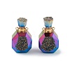 Electroplated Natural Druzy Agate Openable Perfume Bottle Pendants G-L524-10G-01-1