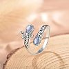Teardrop & Dragonfly Bohemian Style Zinc Alloy with Resin Synthetic Moonstone Cuff Rings for Women FS-WGB4FBF-01-1-1