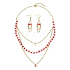 Rondelle 304 Stainless Steel & Glass Beaded Layered Necklace and Earring Set Set for Women SJEW-JS01384-5