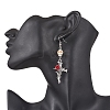 3 Pairs 3 Colors Hallowmas Alloy Dyed Synthetic Turquoise Dangle Earrings EJEW-JE06484-2