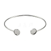 304 Stainless Steel Cuff Blank Bangle Bases with Flat Round Tray STAS-Z088-02P-2