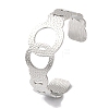 Non-Tarnish 304 Stainless Steel Textured Ring Open Cuff Bangles for Women BJEW-I315-03P-1