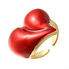 Brass Enamel Cuff Rings for Women RJEW-B114-01G-4