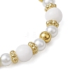 Round 304 Stainless Steel & Natural White Jade Beaded Stretch Bracelets for Women BJEW-JB11055-01-4