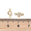 SHEGRACE Brass Pave Clear Cubic Zirconia Heart Connector Charms XGRQ2O671-448G-3