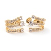 Brass Micro Pave Clear Cubic Zirconia Stud Earrings EJEW-H125-17G-1