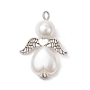 Glass Pearl Round Beads & ABS Plastic Imitation Pearl Beads Pendants PALLOY-JF04094-01-1