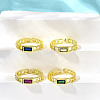 Rectangle Brass Micro Pave Cubic Zirconia Cuff Rings for Women RJEW-S399-09G-1