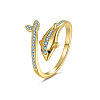Brass Micro Pave Cubic Zirconia Cuff Open Rings FS-WG36E83-02-1