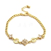 Brass Micro Pave Clear Cubic Zirconia Link Bracelets BJEW-U020-21G-4