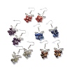 Gemstone Beaded Heart Butterfly Dangle Earrings EJEW-JE05039-1