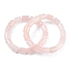 Column Natural Rose Quartz Beads Stretch Bracelets for Women Men BJEW-A148-01A-25-4
