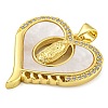 Real 18K Gold Plated Brass Pendants with Shell KK-D534-05G-04-2