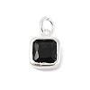 925 Sterling Silver Pave Cubic Zirconia Square Charms with Jump Rings and 925 Stamp STER-D288-05S-05-1