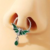 Gothic 316 Surgical Stainless Steel Enamel Green Bat Nose Ring with Drop Charms for Men and Women Party Jewelry LS-YQ2645-4