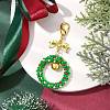 Handmade Seed Beads Christmas Bow Wreath Keychain Pendants Decoration HJEW-MZ00062-4
