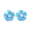 Daisy Glass Seed Beaded Stud Earrings EJEW-MZ00334-4