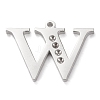 Tarnish Resistant 304 Stainless Steel Letter Pendant Rhinestone Settings LS-STAS-J028-01W-1